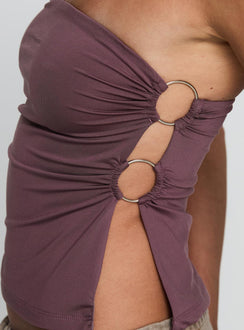 back view of model wearing Princess Polly Round The World Strapless Purple Sleeveless straight 