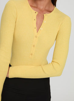 back view of model wearing Princess Polly Kerra Long Sleeve Bodysuit Lemon Full Sleeves 