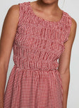 Winxie Shirred Mini Dress Red Gingham