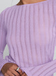 Tuppence Ribbed Long Sleeve Top Lilac