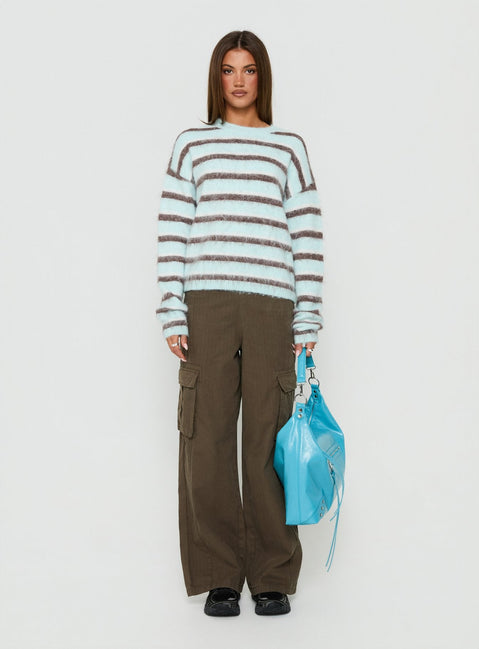 Zionie Knit Jumper Aqua / Brown Stripe