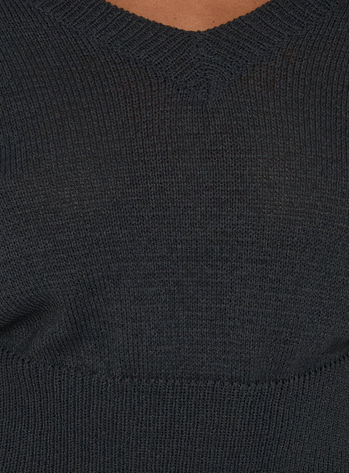 Elsari Cinched Waist V Neck Knit Jumper Charcoal