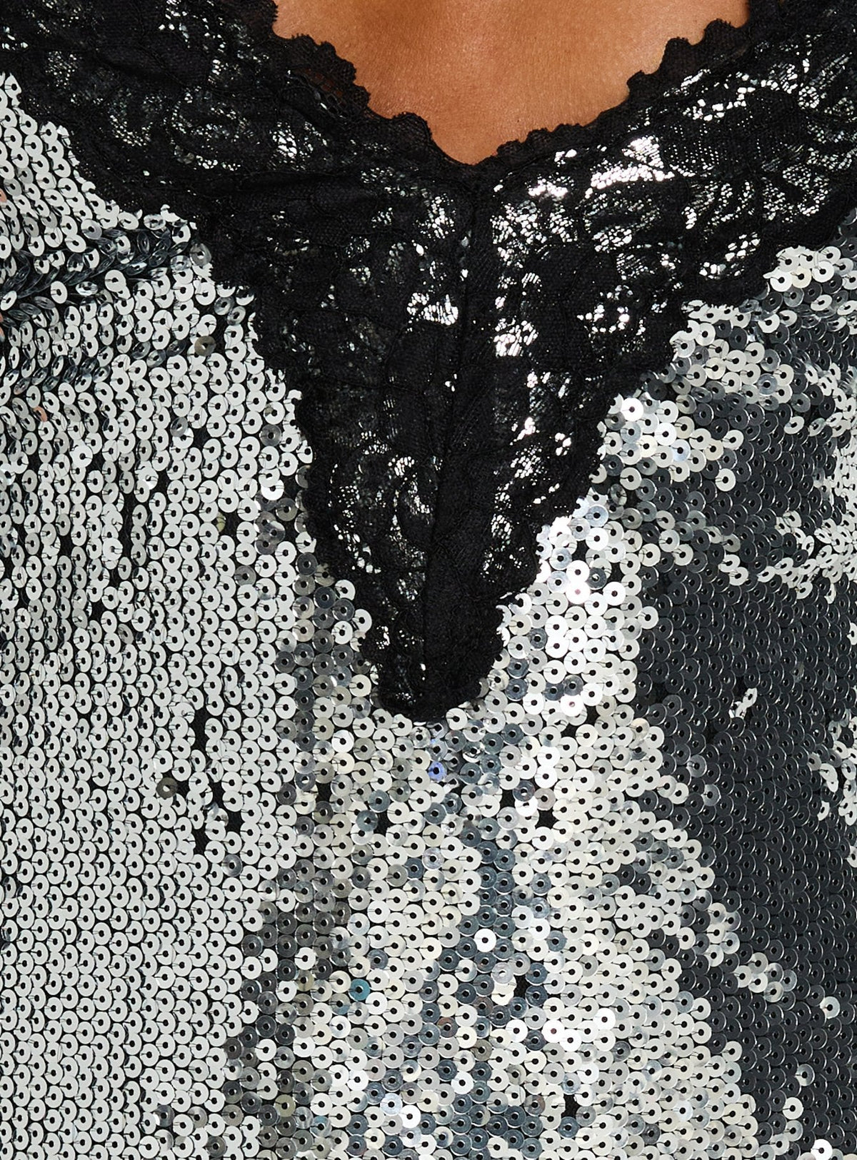 Call My Lover Lace Slip Mini Dress Silver / Black