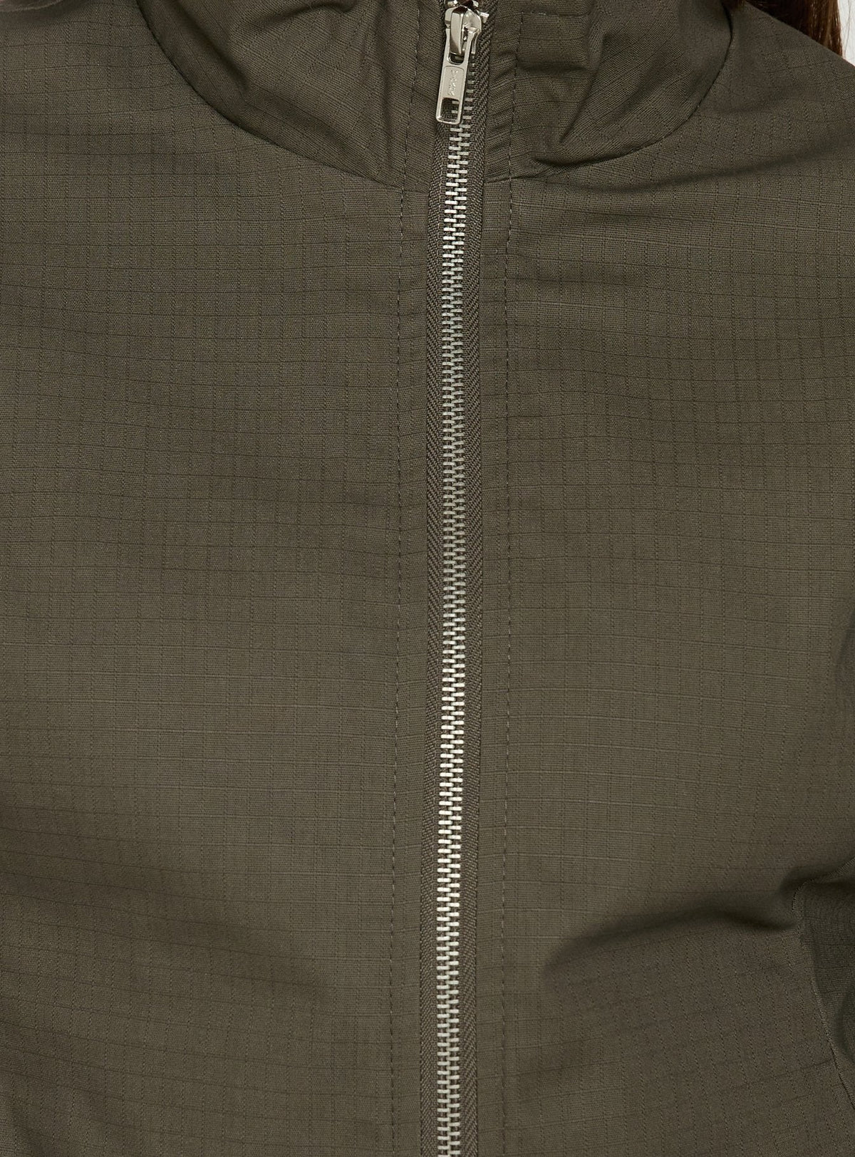 Avorie High Neck Cinched Jacket Khaki
