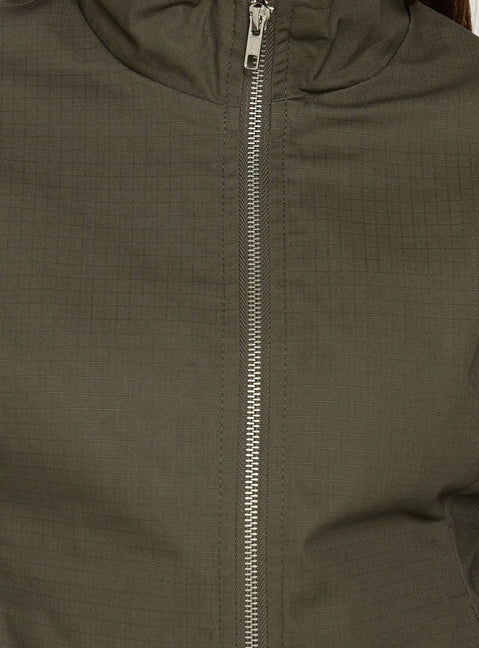 Avorie High Neck Cinched Jacket Khaki
