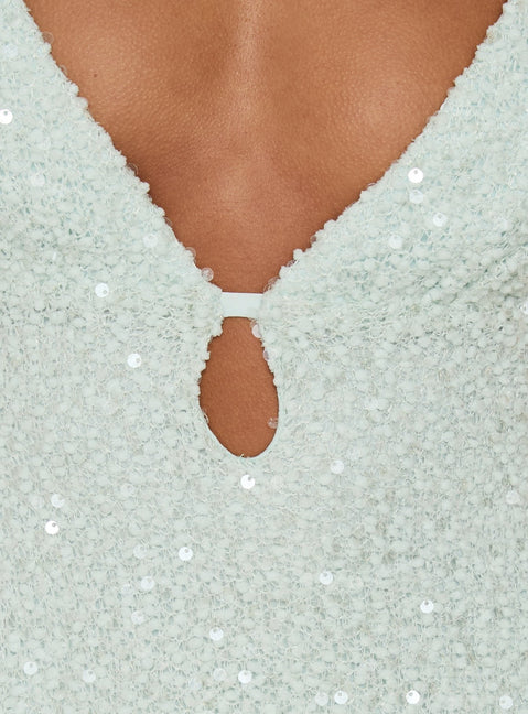 Feel The Vibrations Pailletten-Minikleid Blau