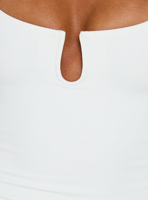 Daily Define Keyhole Cinched Vest Top White