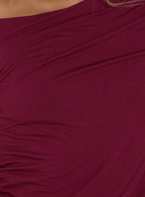 Florencie Drapiertes Off-Shoulder Minikleid Weinrot