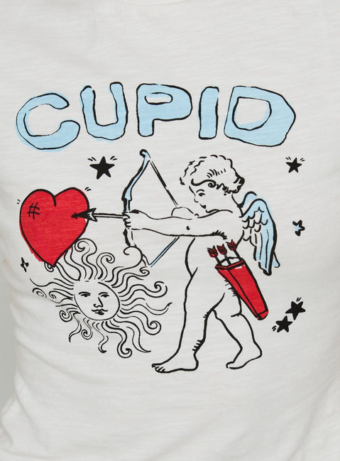Cupid's Aim Graphic Baby Tee White