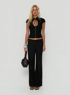 Josiphene Tie Neck Keyhole Top Black