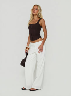 Agazia No Waist Low Rise Straight Pants Weiß