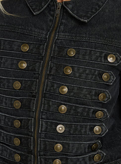Kingstonn Military Denim Jacket Washed Black