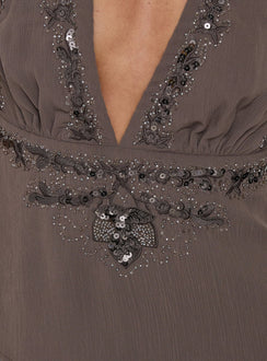 Infinity And Beyond Pailletten-Neckholder-Oberteil Braun
