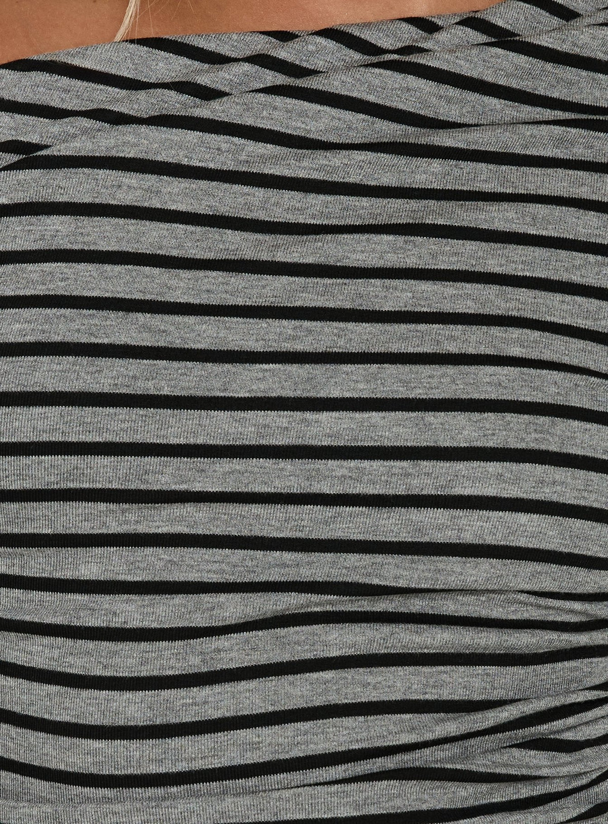 Beller Langarm-Minikleid Grau / Schwarz gestreift