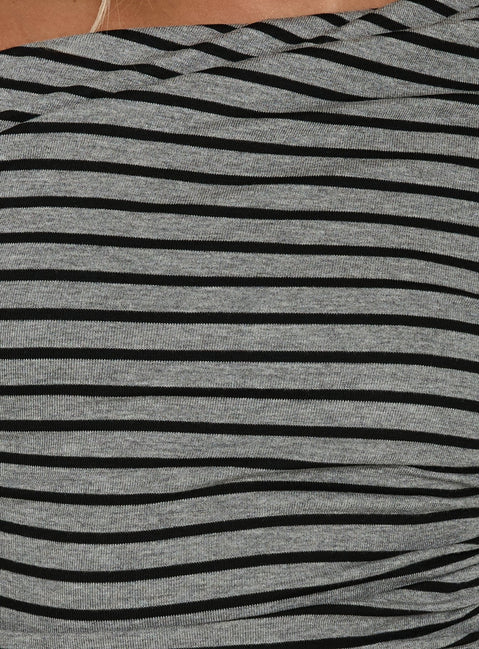 Beller Langarm-Minikleid Grau / Schwarz gestreift