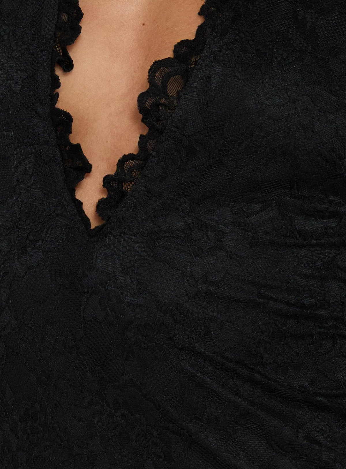 Ayvi Neckholder-Minikleid aus Spitze Schwarz