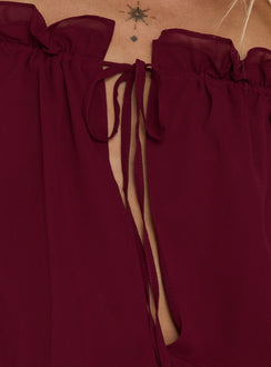 Felicita Off Shoulder Long Sleeve Chiffon Mini Dress Cherry