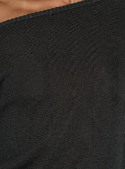 Johannah Off Shoulder Long Sleeve Knit Mini Dress Dark Grey