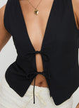 Awakening Tie Front Top Black