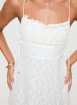 Princess Polly Square Neck  At Last Lace Mini Dress White