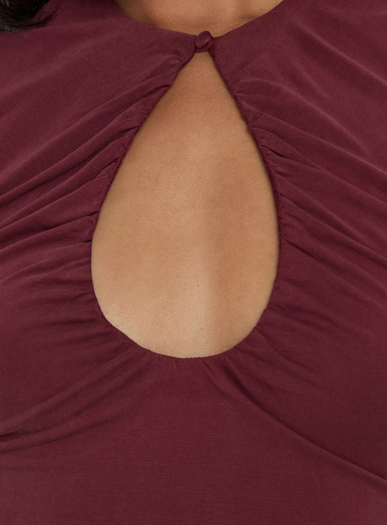 Karmica Keyhole Ruched Mini Dress Plum