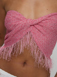 Kovac Reversible Fringe Tube Top Pink