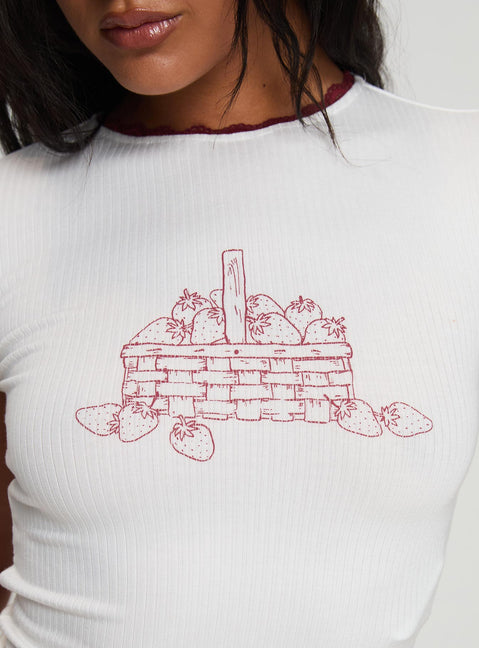 back view of model wearing Princess Polly Zagy Tee White Short Sleeves Crew Neck 