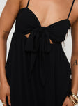 back view of model wearing Princess Polly Granno Maxi Dress Black Sweetheart Neckline 