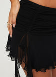 Maidie Asymmetric Ruffle Mini Skirt Black Princess Polly  Mini 