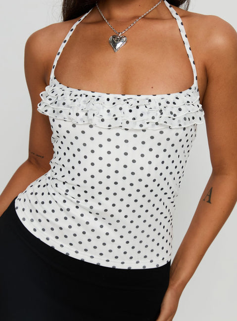 Days Of Summer Ruffle Top White Polka