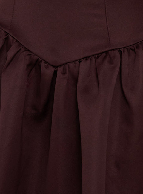 Soft Bloom Drop Waist Strapless Maxi Dress Chocolate