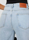 Princess Polly High Rise  Arlington Straight Leg Denim Jeans Light Wash