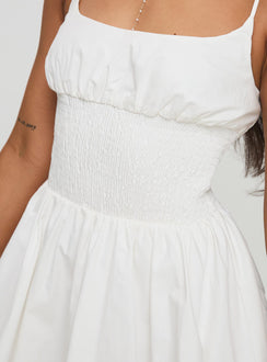 back view of model wearing Princess Polly Matisse Dress White Scoop Neck 