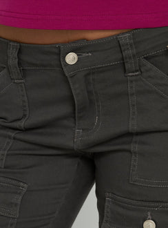 Trust Fund Low Rise Bootleg Cargo Pants Charcoal