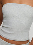 Baseline Strapless Rib Top Grey