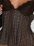 Zami Pleat Top Brown Polka