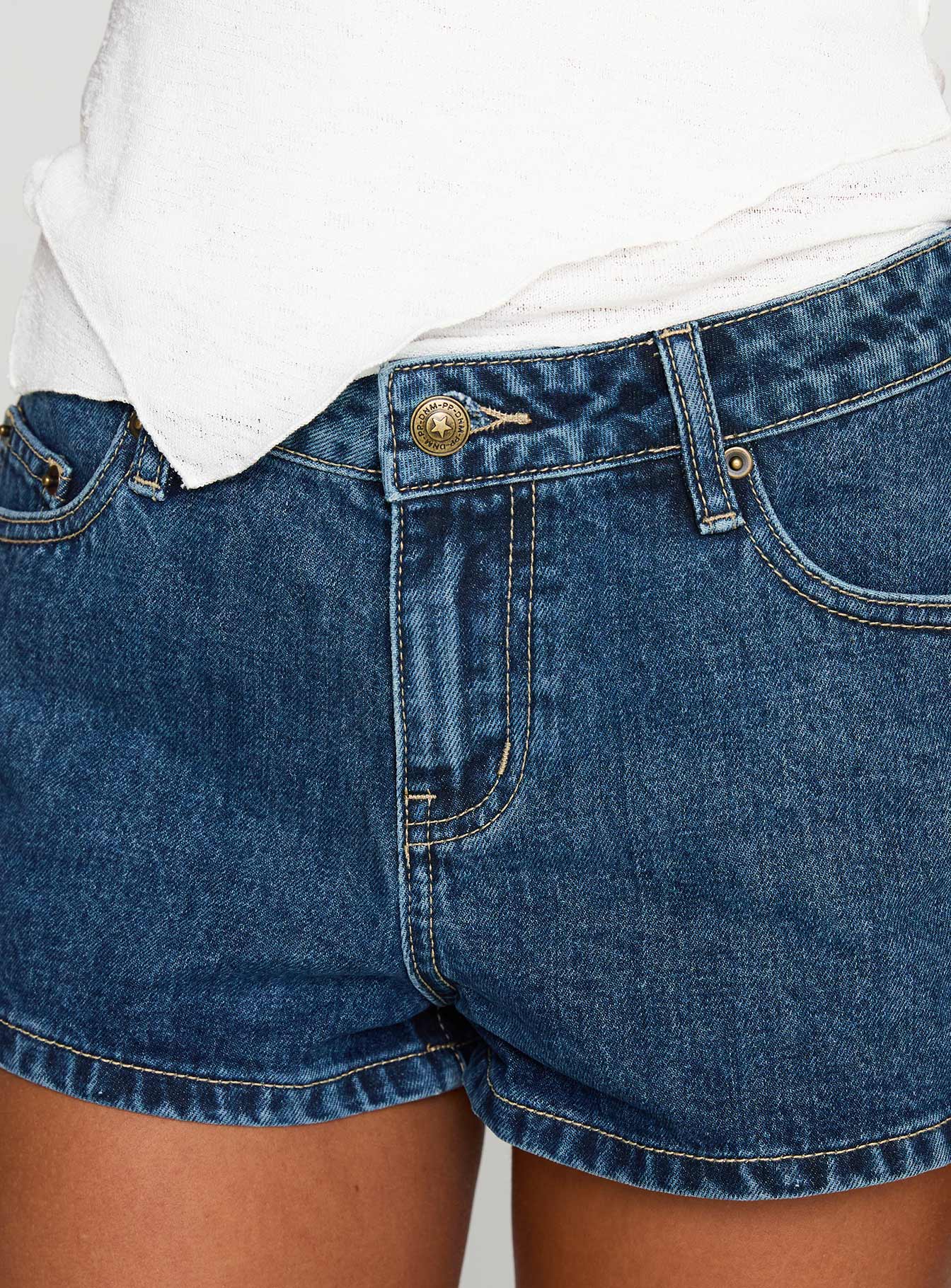 Dreamful Low Rise Mini Denim Short Mid Wash Tall