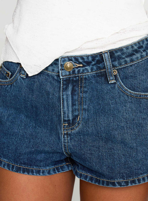 Dreamful Low Rise Mini Denim Short Mid Wash Tall