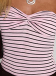 Good Ones Go Strapless Twist Bodysuit Pink Stripe