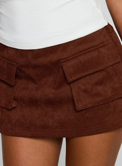 product Princess Polly Ex Factor Faux Suede Skort Brown High Waisted Shorts 