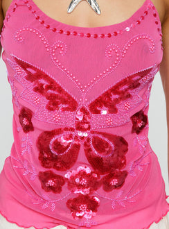 Start Of Summer Sequin Top Pink