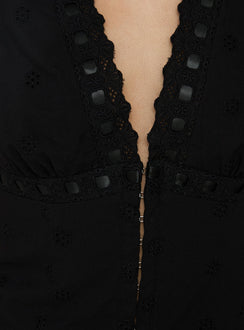 Speechless Lace Trim Top Soft Black