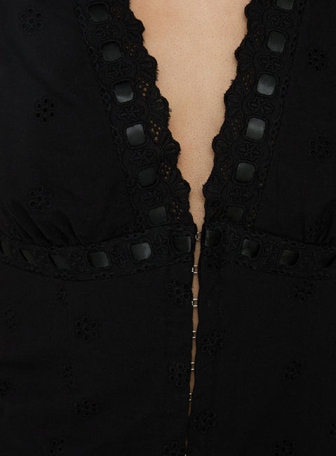 Speechless Lace Trim Top Soft Black