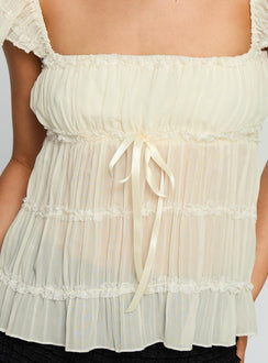 product Princess Polly Brighter Than Stars Tiered Top Cream Sleeveless Square Neck 