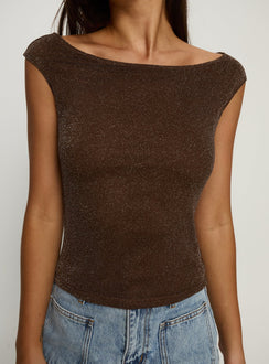 Cheirosa Off Shoulder Top Brown Shimmer