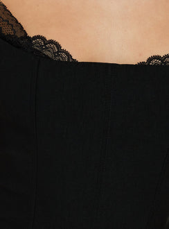 Anikka Off-Shoulder Korsett-Top mit Spitze Schwarz
