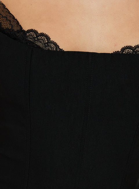 Anikka Off-Shoulder Korsett-Top mit Spitze Schwarz