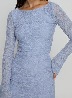 Imagica Long Sleeve Textured Mini Dress Blue