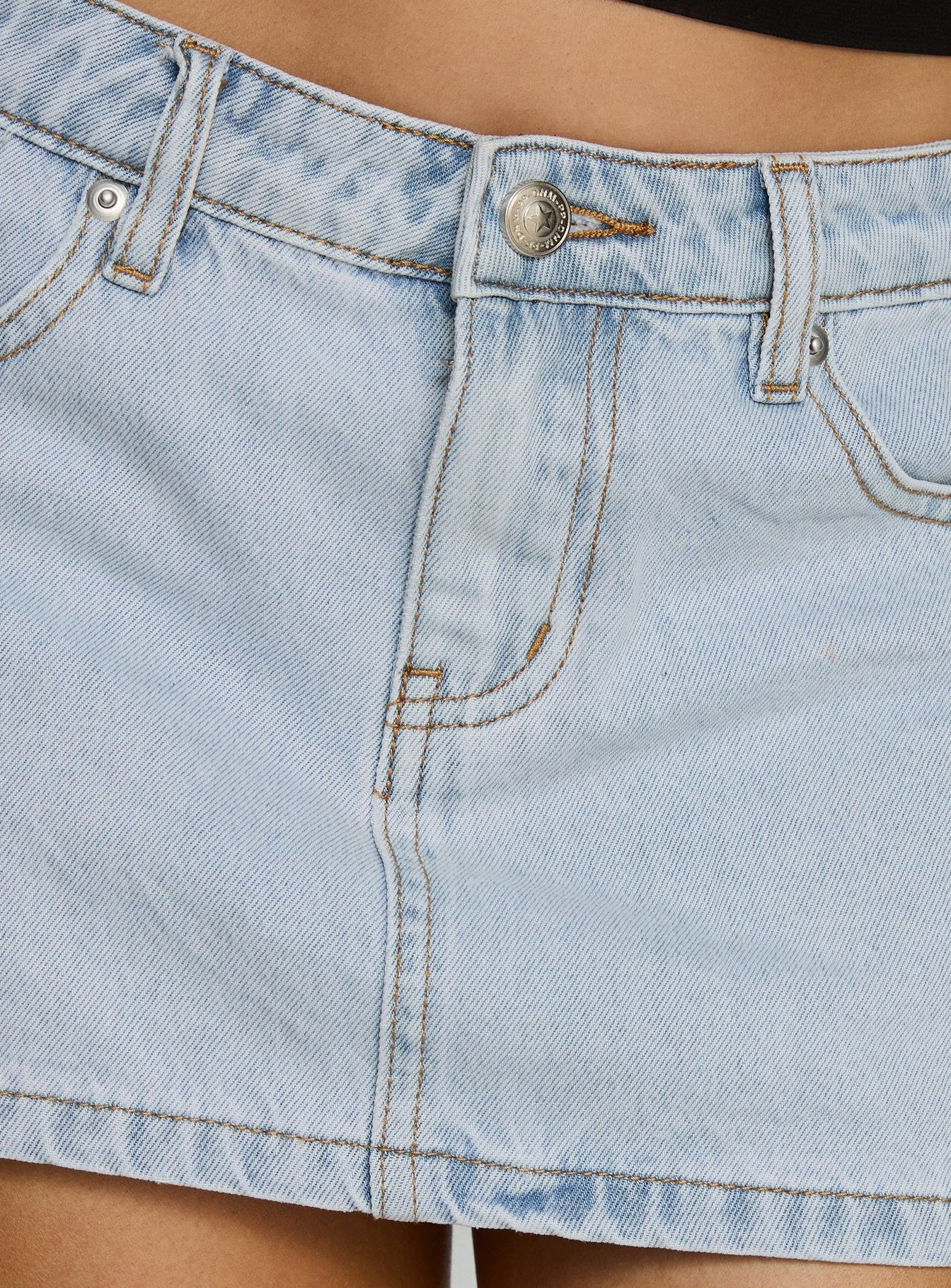 Baxon Low Rise Micro Denim Skort Light Blue Wash