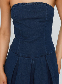Fantastical Strapless Playsuit Dark Denim